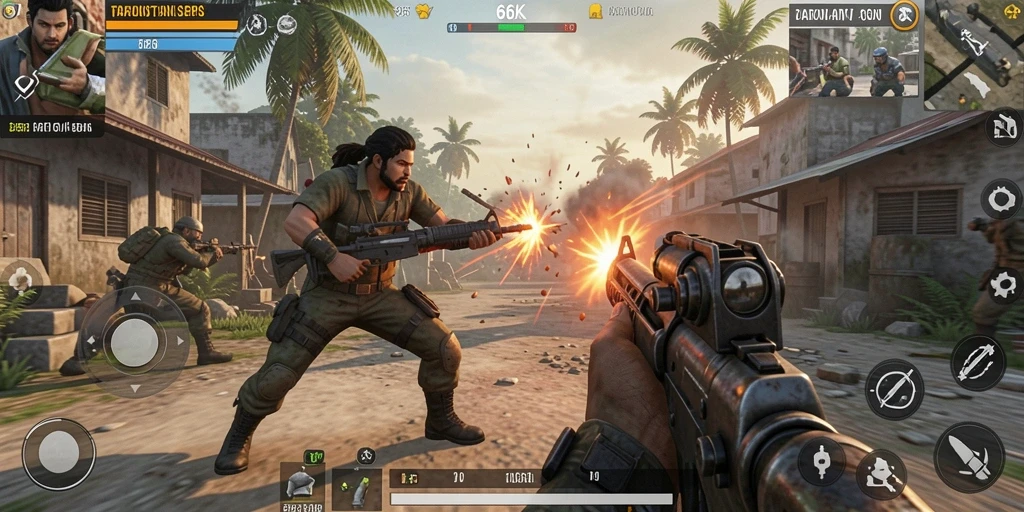 Screenshot menampilkan aksi seru dalam game TPS 66K.