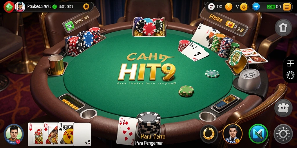 Tampilan gameplay poker yang menarik dan interaktif di HIT9.